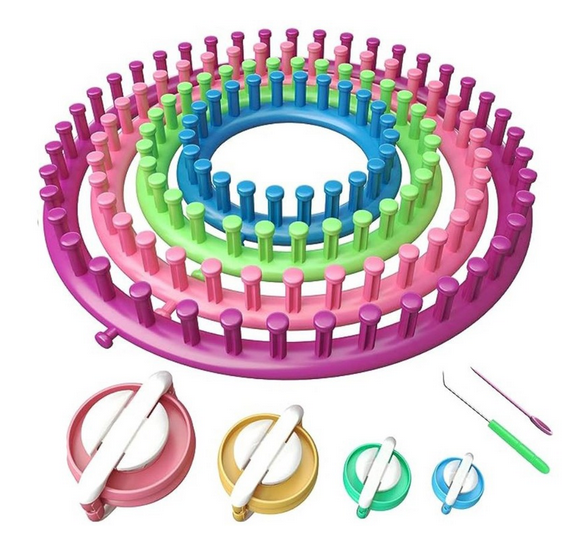 Round knitting looms and pompom maker